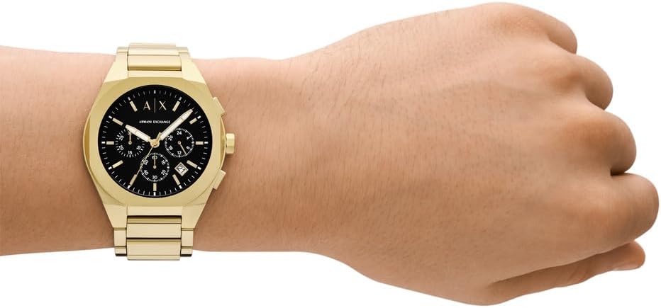 Armani Exchange Heren analoog quartz horloge met roestvrij stalen band AX4180, Goud