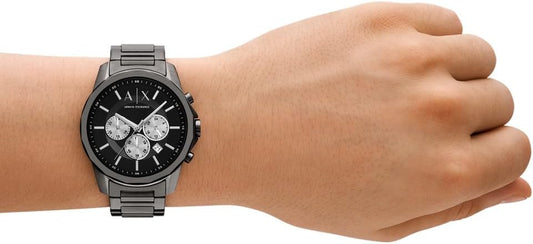 Armani Exchange Heren Analoog Quartz Horloge met Roestvrij Stalen Band AX1765, Grijs