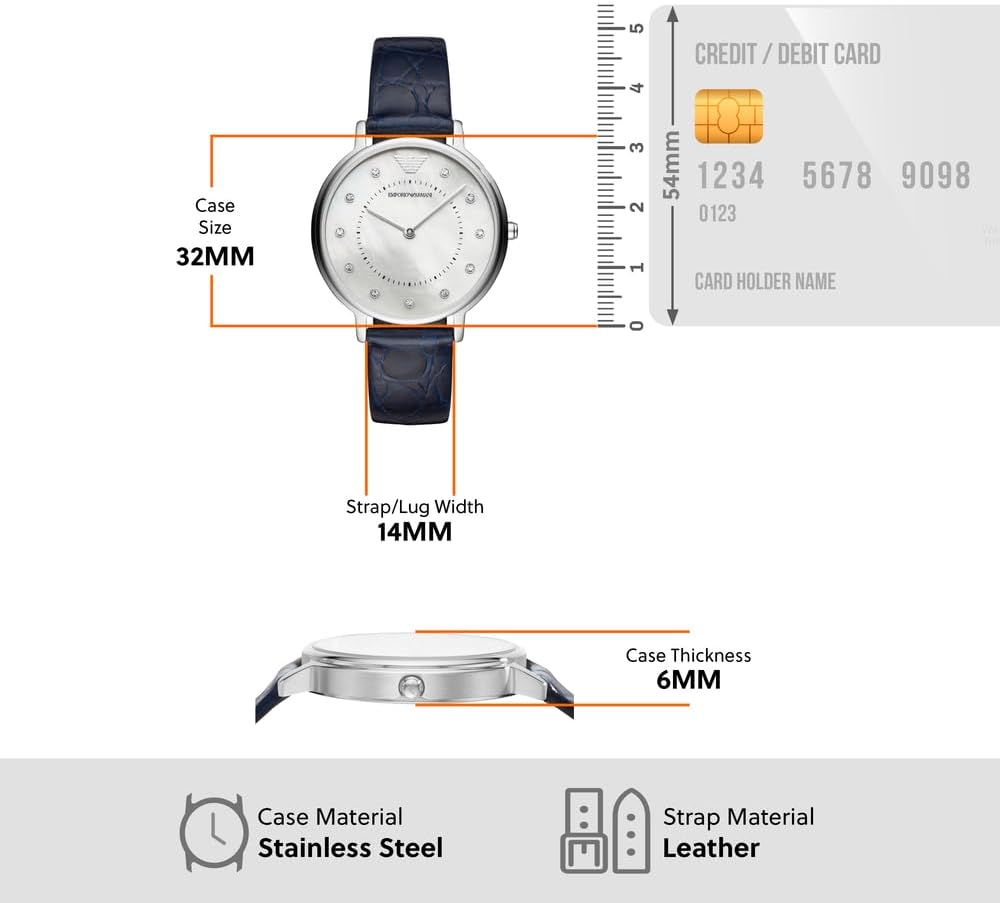 Emporio Armani dames met twee handblauwe lederen horloge