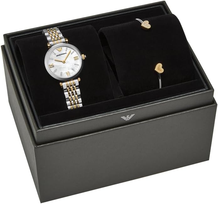 Emporio Armani Horloge Voor Dames, Driehandig Quartz uurwerk en 32mm kastmaat met roestvrij stalen, lederen of siliconen band