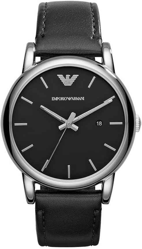 Emporio Armani Herenhorloge met drie wijzers, roestvrijstalen horloge, 43 mm kastgrootte