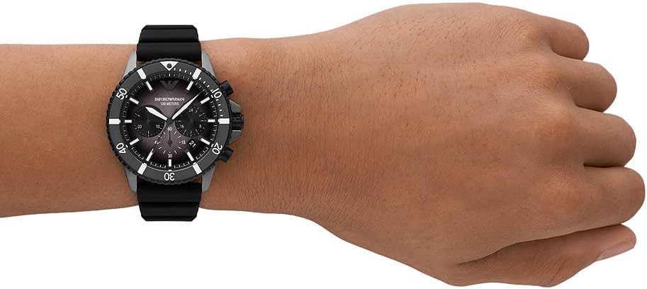 Emporio Armani Horloge voor heren, chronograaf uurwerk, ten minste 50% gerecycled roestvrij stalen horloge, kastmaat 43mm
