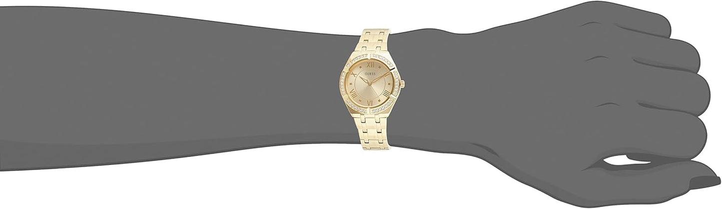 GUESS Blauw + Rose Goud-Tone Crystal Siliconen Horloge