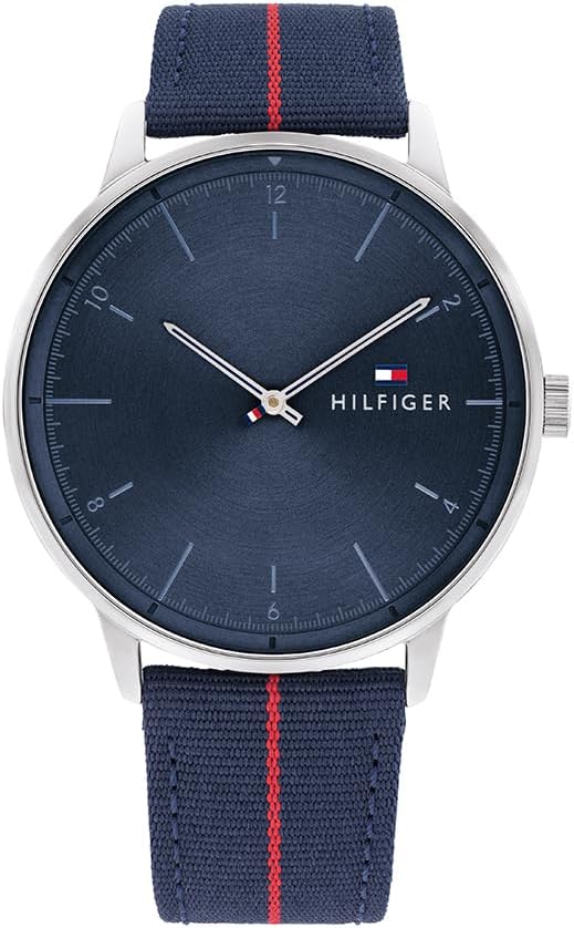Tommy Hilfiger Analoog kwartshorloge voor heren, met nylon armband 1791844, rood-blauw, Met bandjes