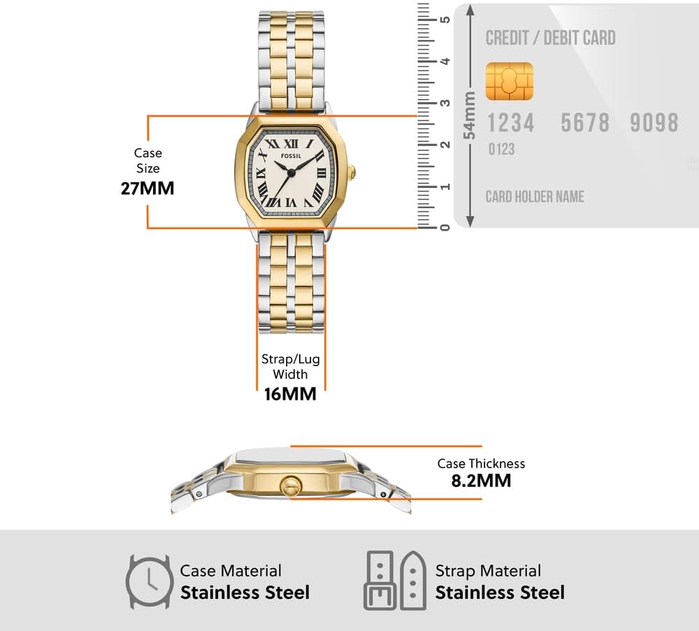 Fossil Harlow Horloge voor Dames, Quartz uurwerk met Roestvrijstalen of Leren Band,