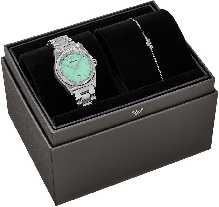 Emporio Armani Horloge Voor Dames, Driehandig Quartz uurwerk en 32mm kastmaat met roestvrij stalen, lederen of siliconen band