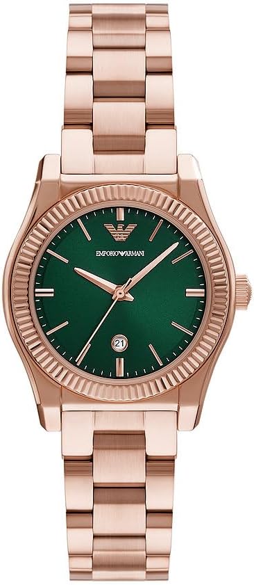 Emporio Armani Horloge Voor Dames, Driehandig Quartz uurwerk en 32mm kastmaat met roestvrij stalen, lederen of siliconen band