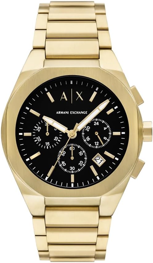 Armani Exchange Heren analoog quartz horloge met roestvrij stalen band AX4180, Goud