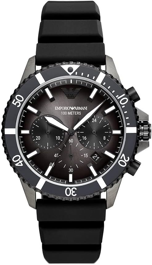 Emporio Armani Horloge voor heren, chronograaf uurwerk, ten minste 50% gerecycled roestvrij stalen horloge, kastmaat 43mm