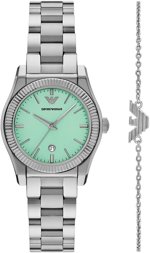 Emporio Armani Horloge Voor Dames, Driehandig Quartz uurwerk en 32mm kastmaat met roestvrij stalen, lederen of siliconen band