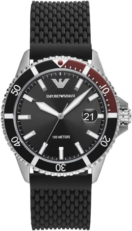 Emporio Armani Herenhorloge met drie wijzers, roestvrij staal, behuizingsgrootte 42 mm