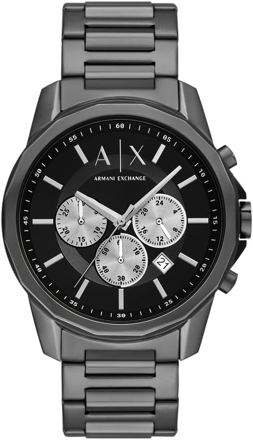 Armani Exchange Heren Analoog Quartz Horloge met Roestvrij Stalen Band AX1765, Grijs