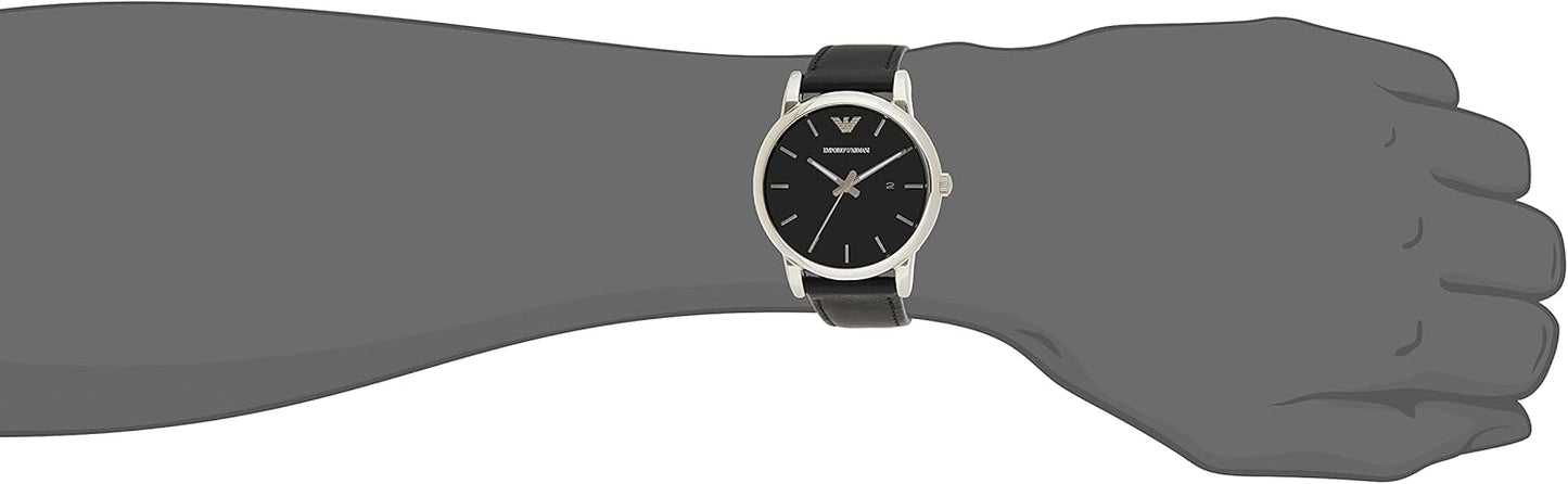 Emporio Armani Herenhorloge met drie wijzers, roestvrijstalen horloge, 43 mm kastgrootte