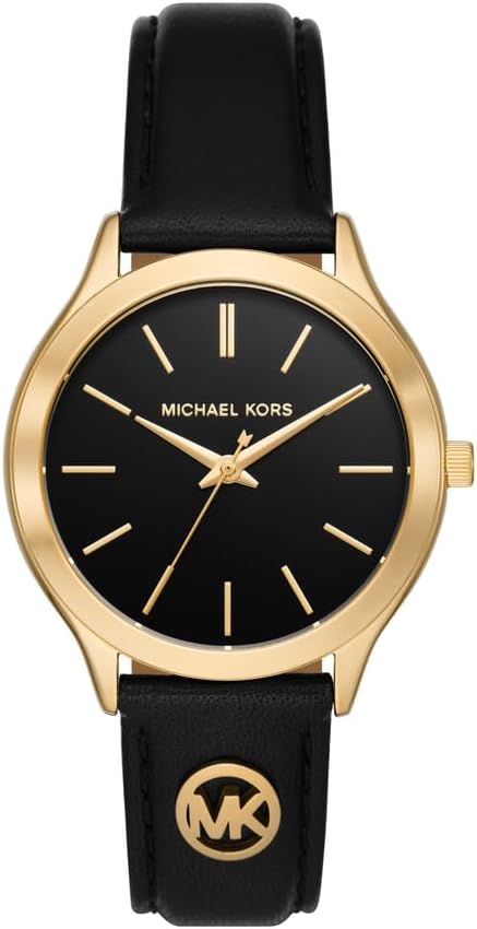 Michael Kors Slim Runway Horloge voor dames, 38mm Driehandig kwartsuurwerk met lederen horlogeband