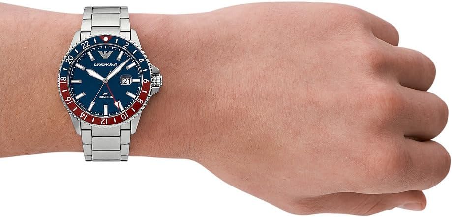 Emporio Armani Men's Watch GMT Dual Time, Stainless Steel, AR11590