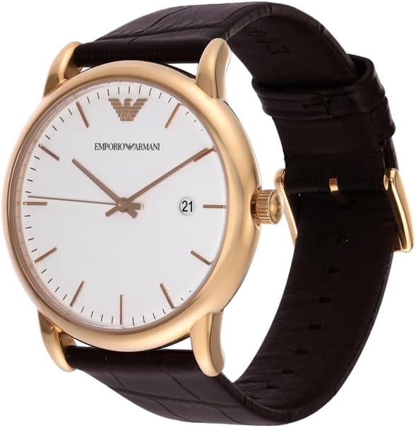 Emporio Armani Herenhorloge met drie wijzers, roestvrijstalen horloge, 43 mm kastgrootte