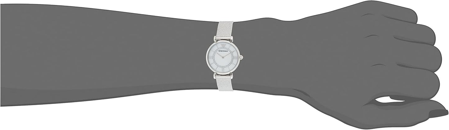 Emporio Armani - GIANNI T-BAR analoog quartz horloge met zilveren roestvrijstalen band voor dames AR11319