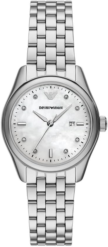 Emporio Armani Horloge Voor Dames, Driehandig Quartz uurwerk en 32mm kastmaat met roestvrij stalen, lederen of siliconen band