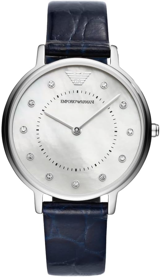 Emporio Armani dames met twee handblauwe lederen horloge