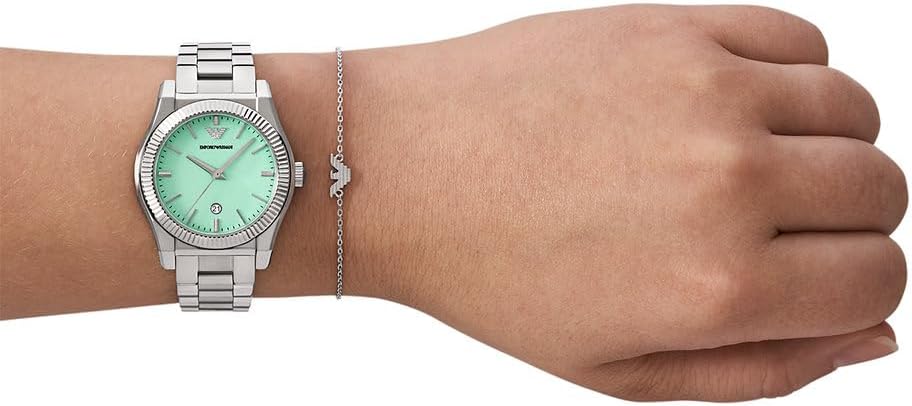 Emporio Armani Horloge Voor Dames, Driehandig Quartz uurwerk en 32mm kastmaat met roestvrij stalen, lederen of siliconen band