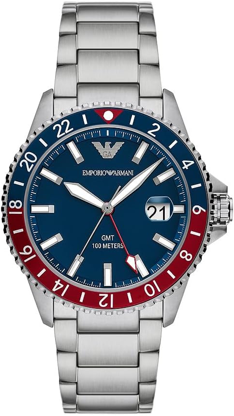 Emporio Armani Men's Watch GMT Dual Time, Stainless Steel, AR11590