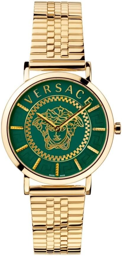 Versace Dameshorloge V-Essential Gold, groen 36 mm VEK400921, goud, armband