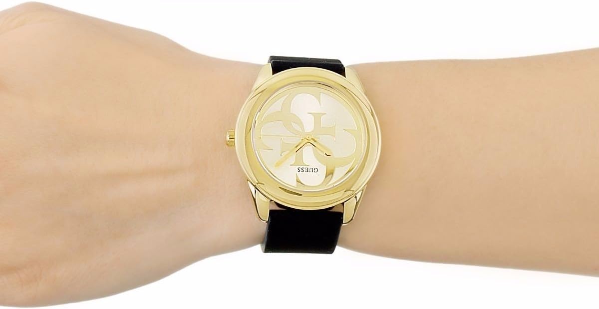 Guess Dames analoog kwartshorloge met siliconen armband W0911L3, zwart, armband