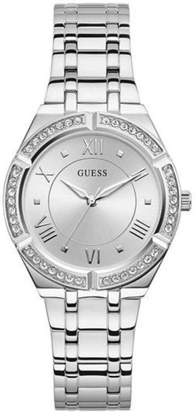 GUESS Blauw + Rose Goud-Tone Crystal Siliconen Horloge