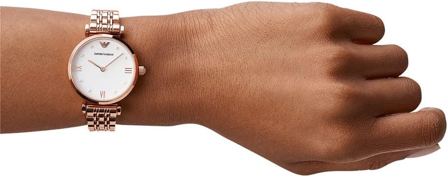 Emporio Armani tweehands rose goudkleurige roestvrijstalen horloge
