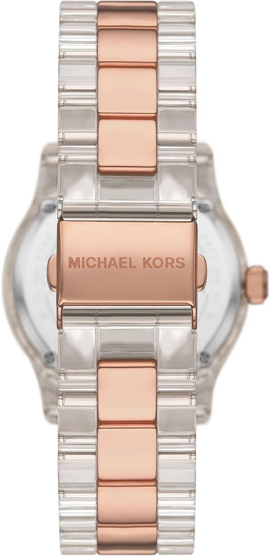 Michael Kors Runway Horloge voor dames, kwartsuurwerk met horlogeband van roestvrij staal, keramiek of leer