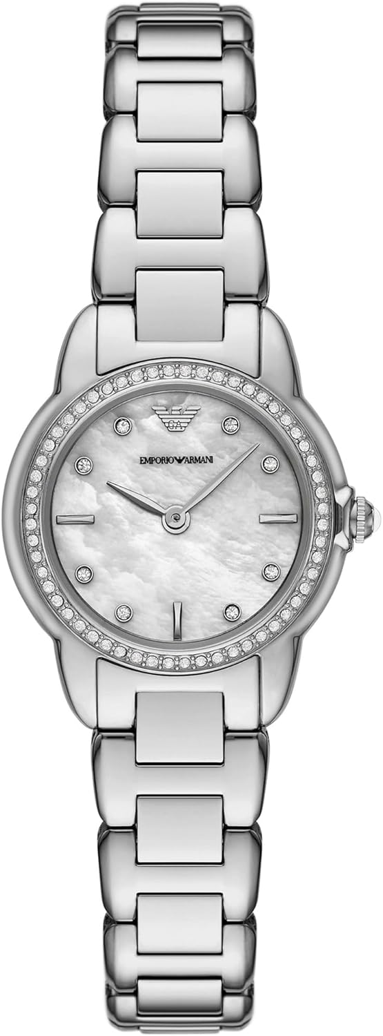 Emporio Armani Horloge Voor Dames, Driehandig Quartz uurwerk en 32mm kastmaat met roestvrij stalen, lederen of siliconen band