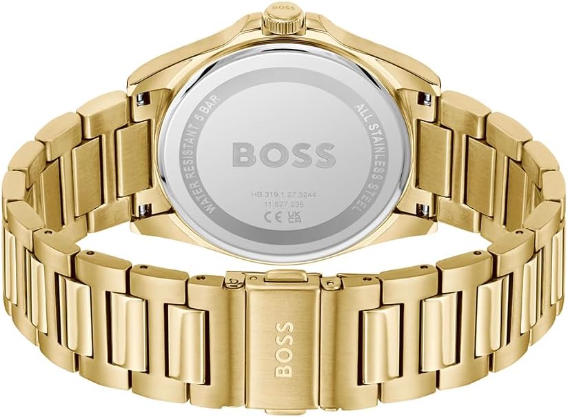 HUGO BOSS HEREN BLAUWE DIAL IONISCHE PLATED DUNNGOUD STALEN ARMBAND HORLOGE - 1514172, Blauw, Klassiek