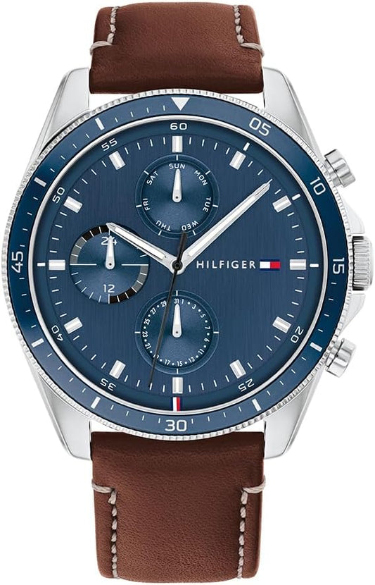 Tommy Hilfiger Heren multiwijzerplaat kwarts horloge en armband bundel, blauw, Eén maat, Horloge