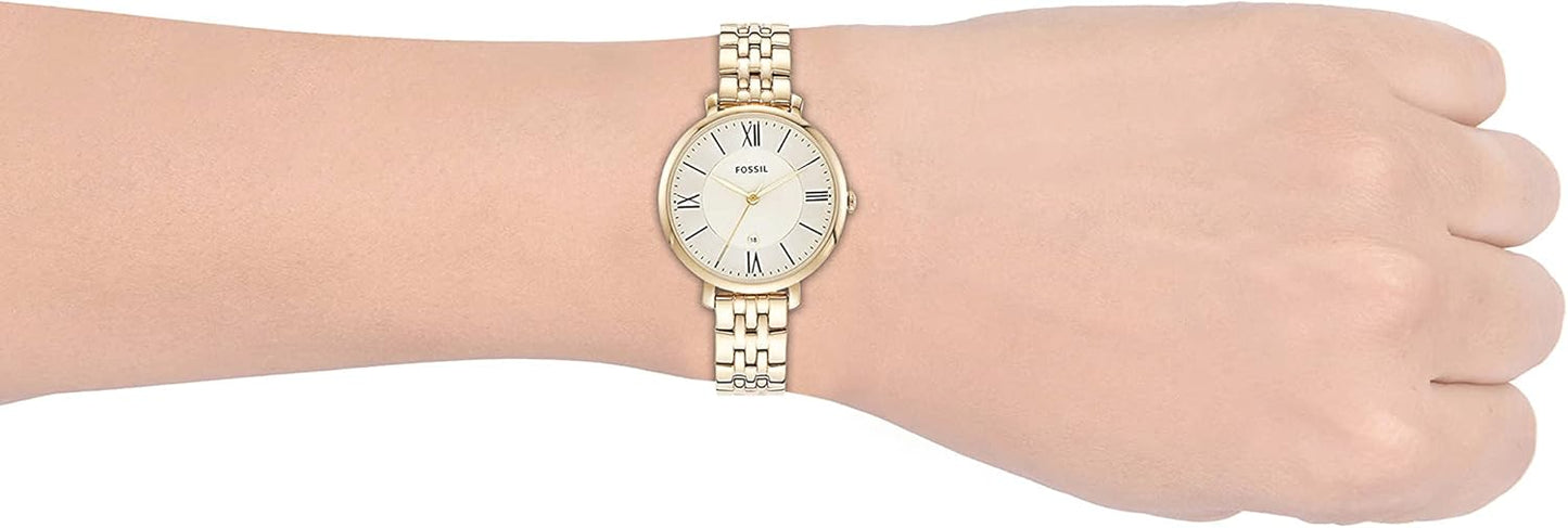 Fossil Jacqueline Watch for Women, Quartz movement with Stainless steel and leather Strap