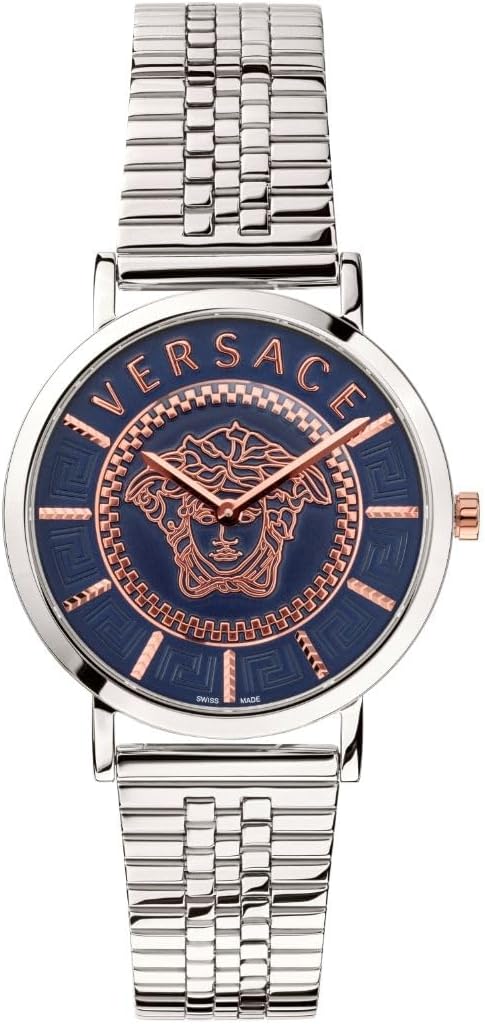 Versace Dameshorloge V-Essential zilver, blauw 36 mm VEK400821