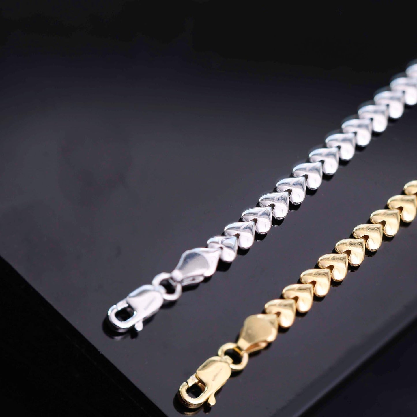 Lucardi - Dames vergulde zilveren armband hart schakel - armband - 925 zilver - geelgoud gelegeerd - 19 cm - nikkelvrij