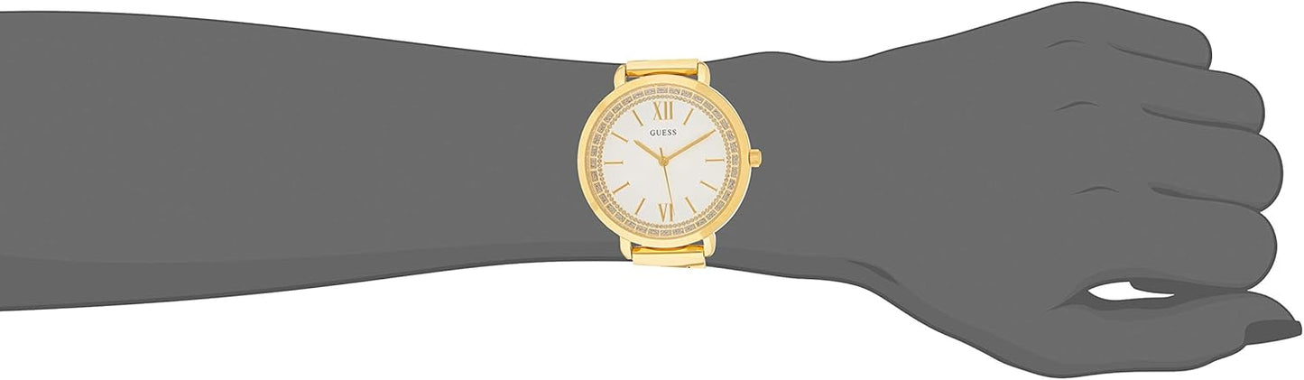 Guess Analoog kwartshorloge voor dames met roestvrij stalen armband W1231L2, goud, armband