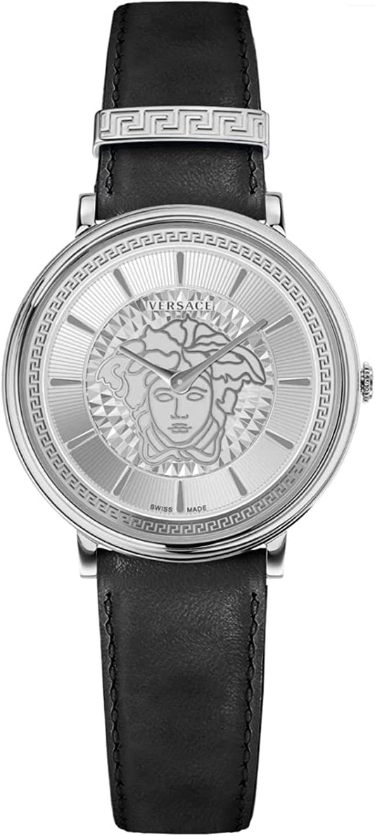 VERSACE Dameshorloge V Circle lederen armband zwart VE81017 19