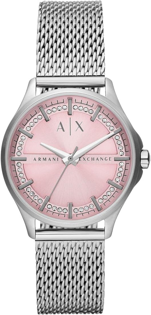 Armani Exchange dameshorloge quartz/3 hands uurwerk 36mm kastmaat met een roestvrij stalen armband AX5273