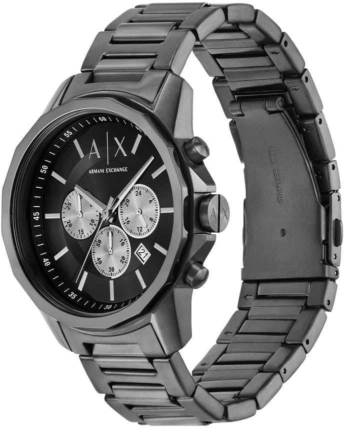 Armani Exchange Heren Analoog Quartz Horloge met Roestvrij Stalen Band AX1765, Grijs