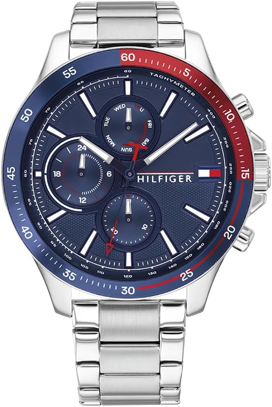 Tommy Hilfiger Analoog multifunctioneel kwartshorloge voor heren met roestvrij staal of siliconen armband