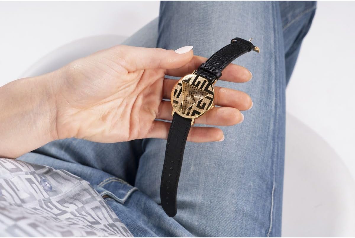 Guess Dames 36 mm horloge, Zwart, riem