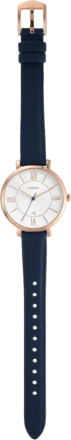 Fossil ES3988 Analoog kwartshorloge voor dames, met leren armband, Roségoud, standard size, jacqueline