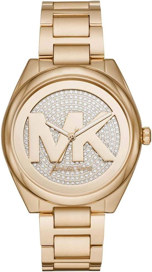 Michael Kors Janelle horloge voor dames, Kwarts uurwerk met drie wijzers en roestvrij stalen of siliconen horlogeband