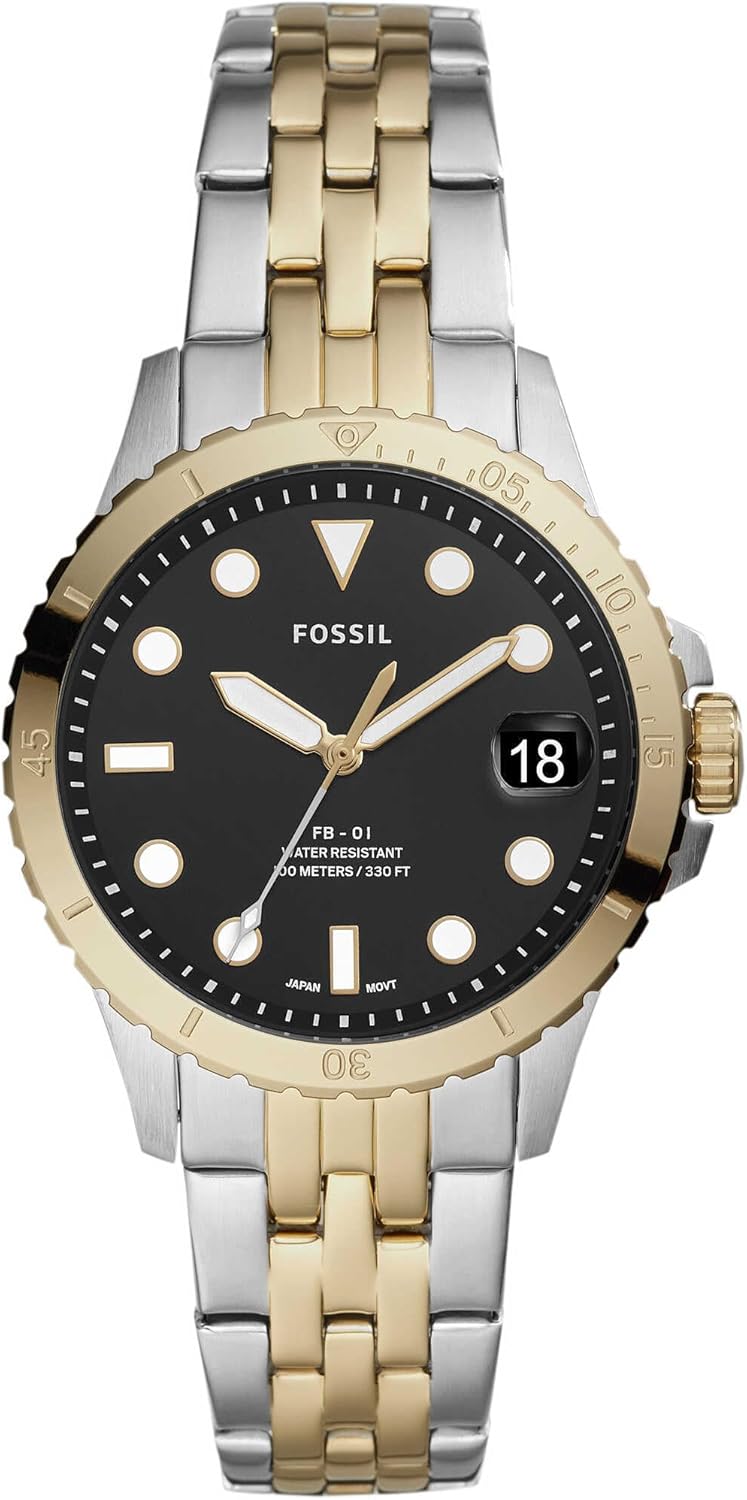 Fossil FB-01 Horloge voor dames, kwarts uurwerk met roestvrij staal of leren band
