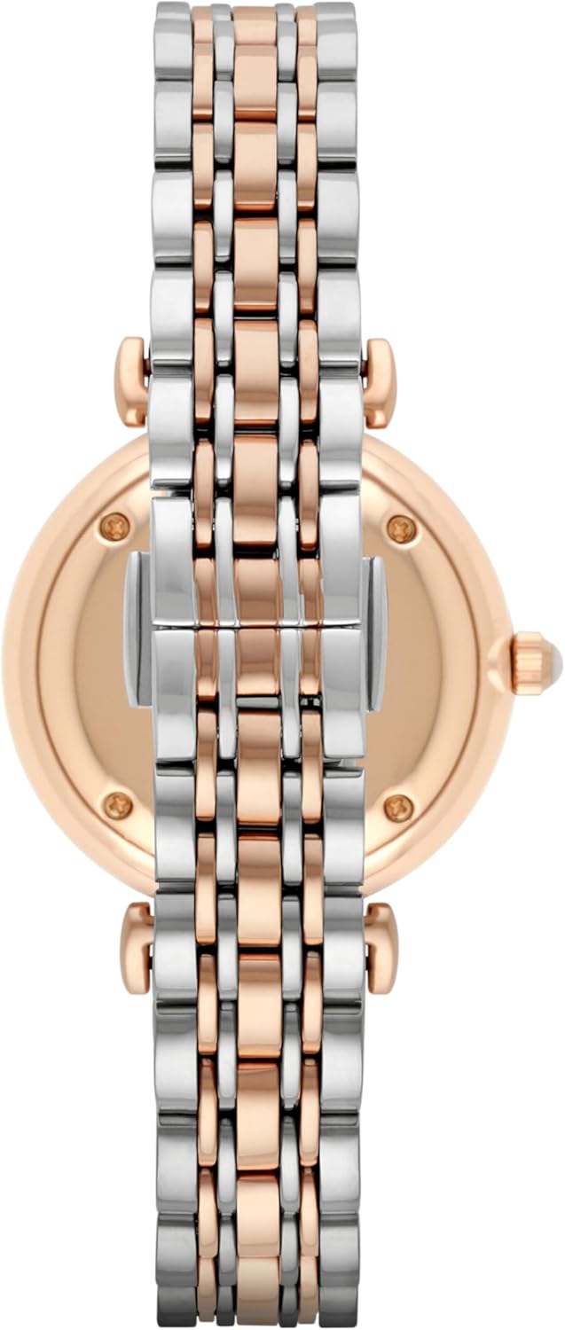 Emporio Armani Dameshorloge, kwartsuurwerk met twee wijzers en 32 mm behuizing met roestvrij staal, leren of siliconen armband