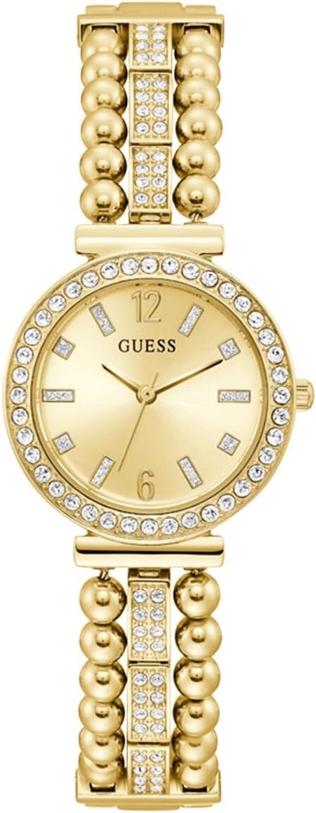 GUESS Women's Quartz Dress Watch with Stainless Steel Strap, Gold, 14 (Model: GW0401L2)