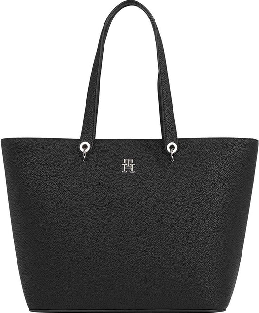 Tommy Hilfiger Dames Th Emblem Tote Aw0aw15178, één maat, Zwart (zwart), One Size