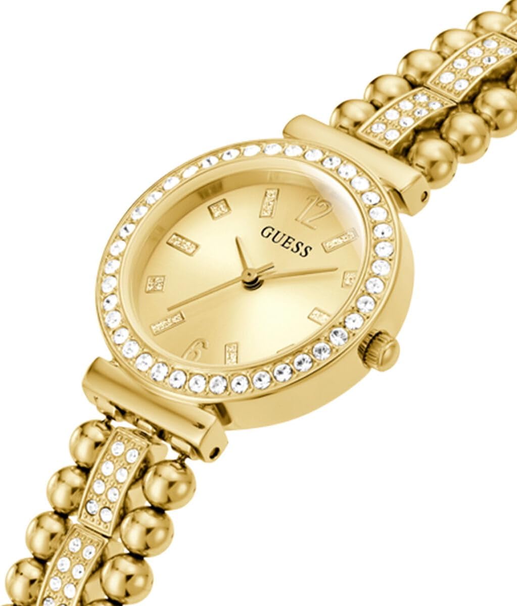 GUESS Women's Quartz Dress Watch with Stainless Steel Strap, Gold, 14 (Model: GW0401L2)