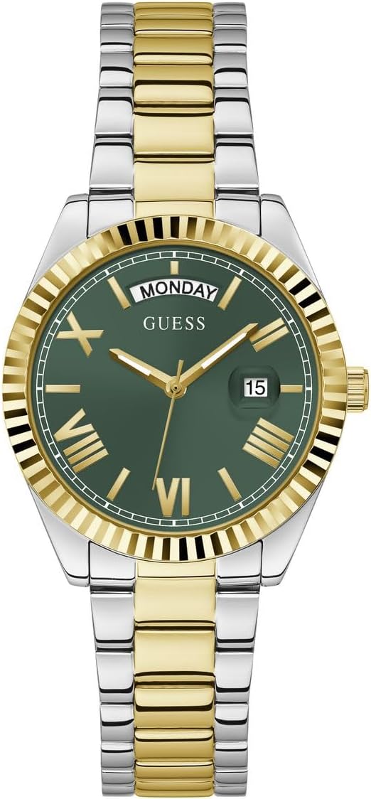 GUESS US Women's Multi-Tone en Groen Analoog Horloge, Twee Tone/Twee Toon/Groen, LUNA